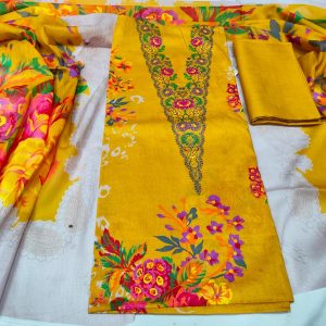 Unstitch 100% Cotton Three Piece
